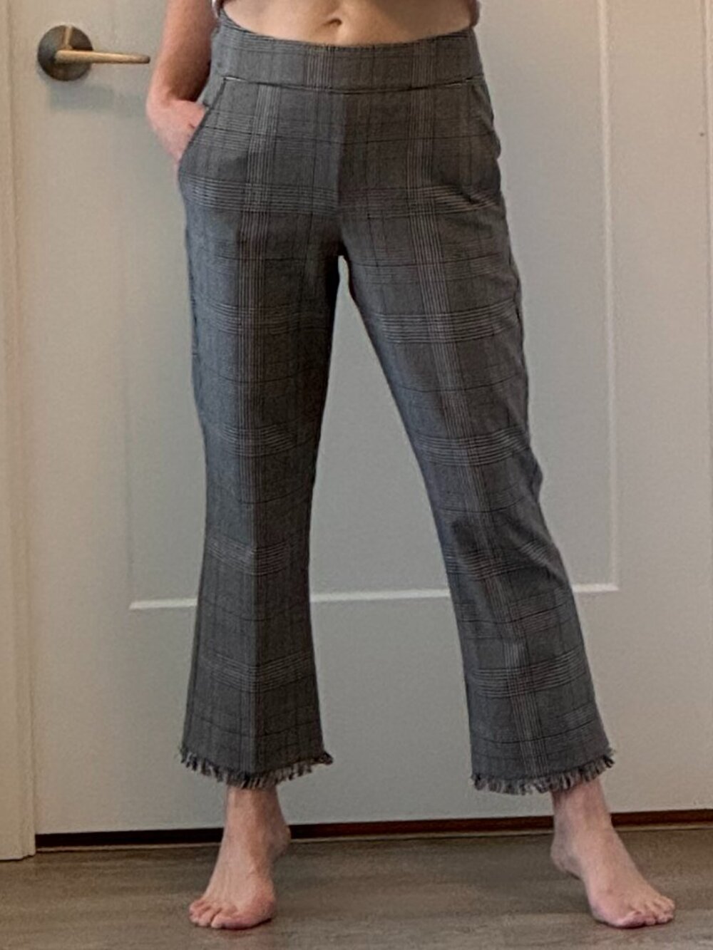 Marella Black & White Check Fringe Crop Summer Pant | Size 4